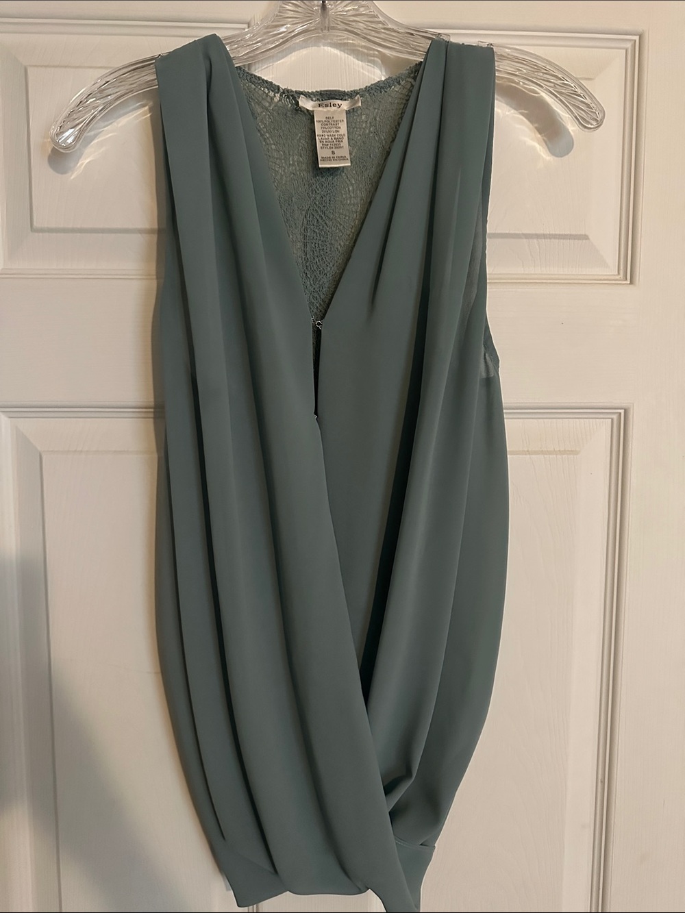 Sleeveless Draped V-Neck Top - Sage Green